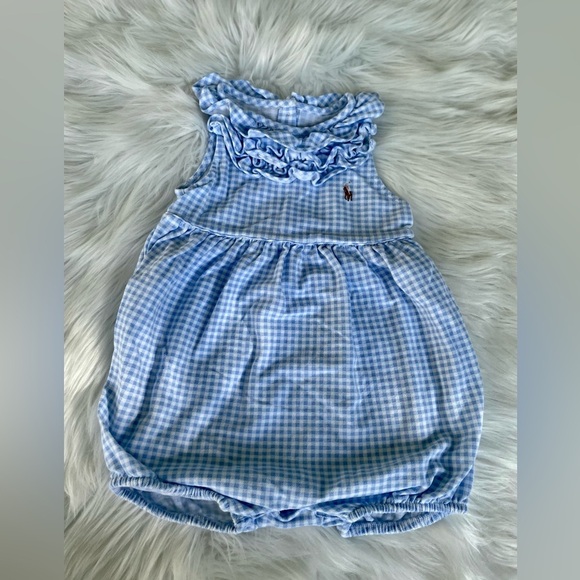 Ralph Lauren Other - Ralph Lauren baby girl romper /bubble. Light blue gingham pattern - Size 18 mos.